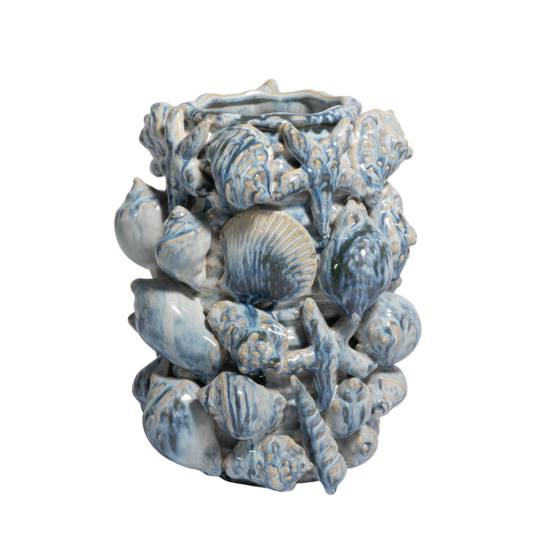 SMALL  CERAMIC BEACH SHELL VASE  |  LIGHT BLUE