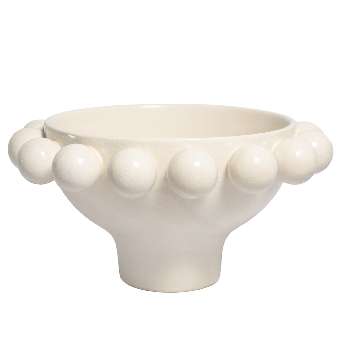 CERAMIC BEADED PEDESTAL BOWL