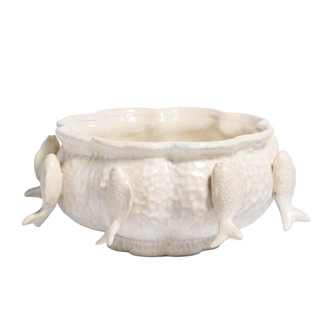 CERAMIC FISH BOWL |  IVORY