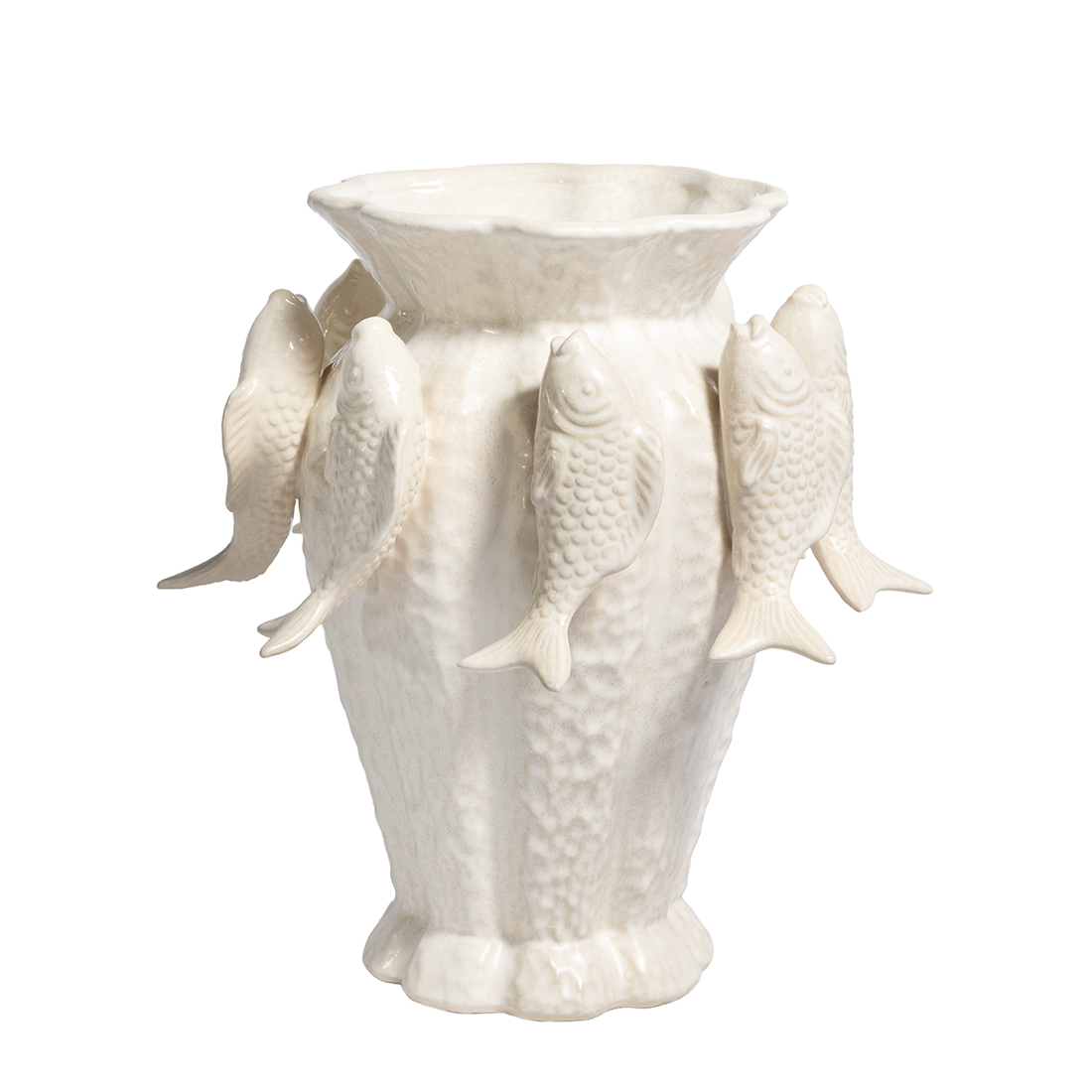 LARGE CERAMIC FISH VASE  |  IVORY