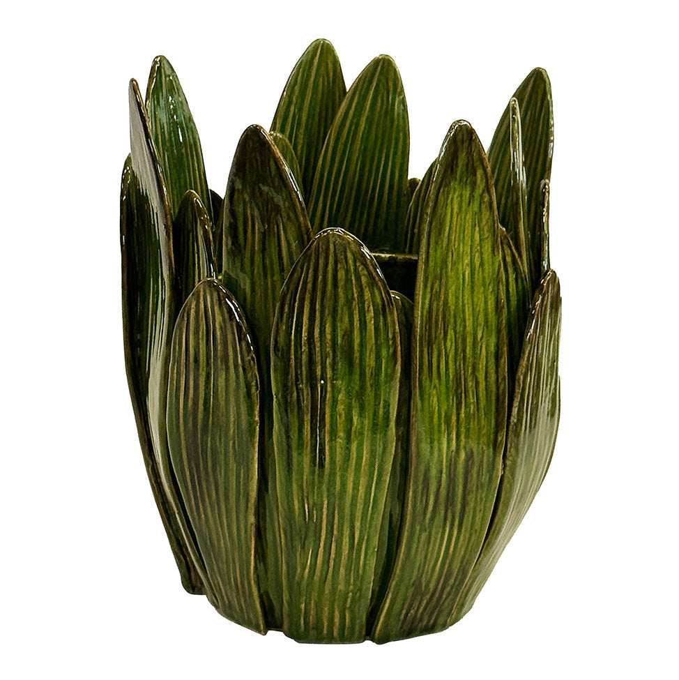 LARGE  CERAMIC FOREST LEAF VASE | GREEN