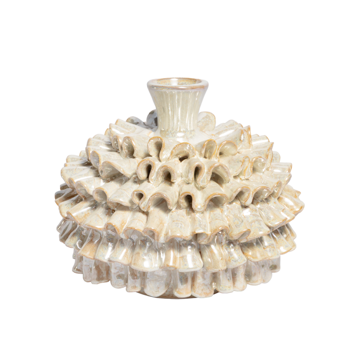 CERAMIC FRILL POT | PEARLY