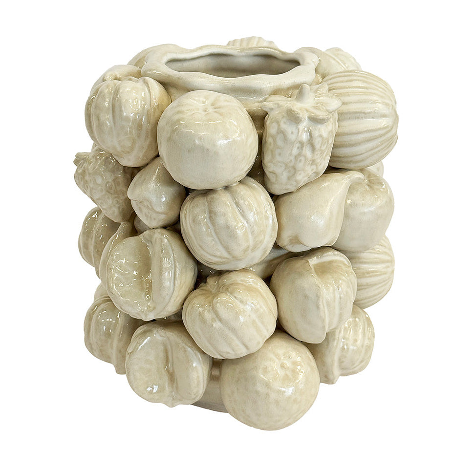 CERAMIC MIXED FRUIT VASE | IVORY