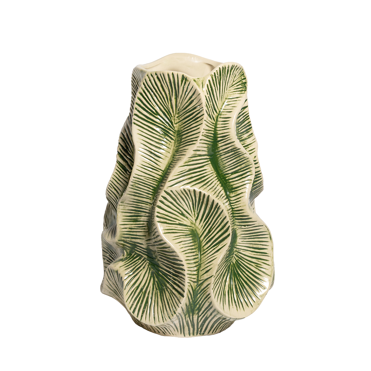 CERAMIC OYSTER VASE GREEN