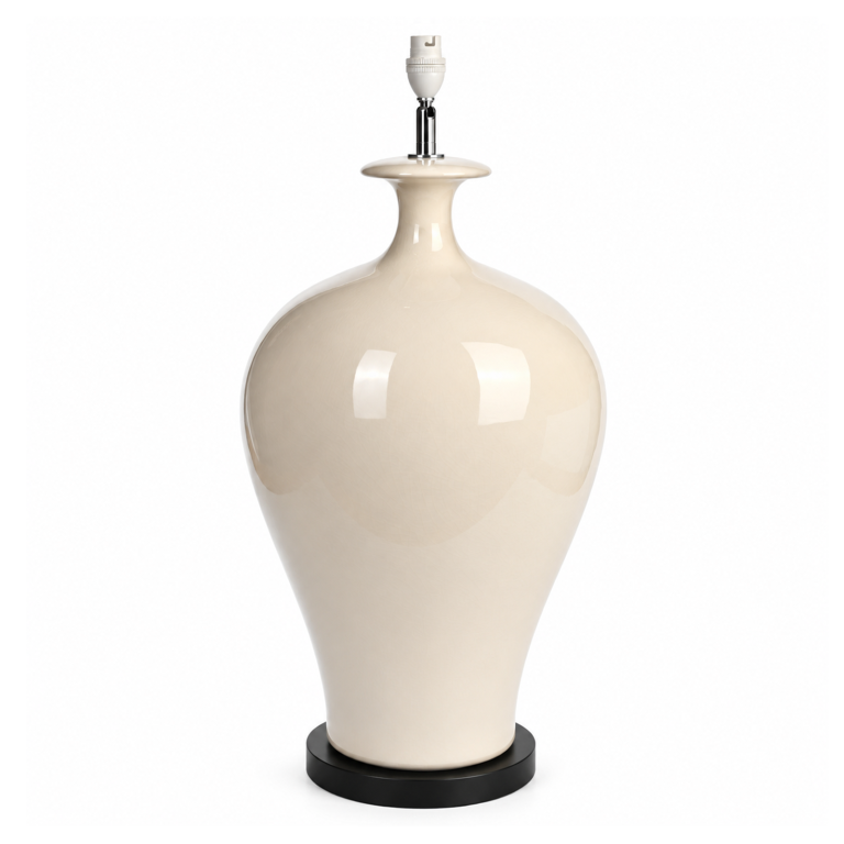 Extra Large Ceramic Table Lamp | Cream Crackle