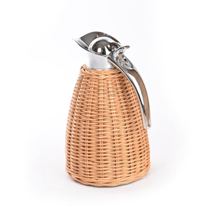 Thermal Rattan &amp; Stainless Steel Flask  | Light Tan