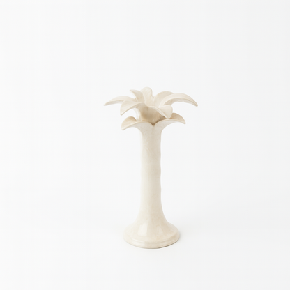Ceramic Palm Candle Holder | Cream