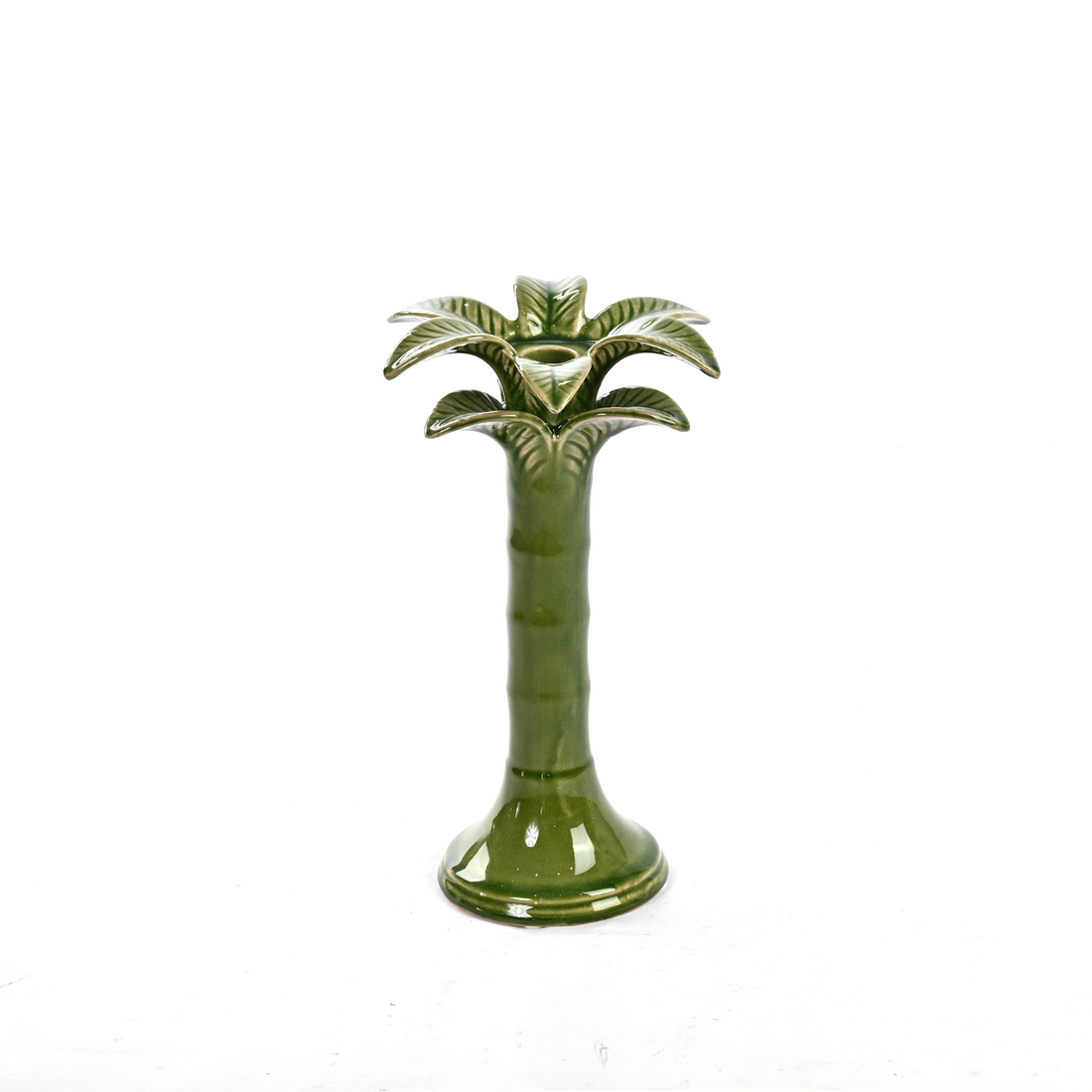 Ceramic Palm Candle Holder | Green
