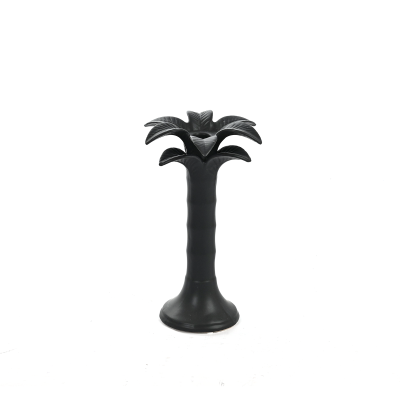 Ceramic Palm Candle Holder | Matt Black