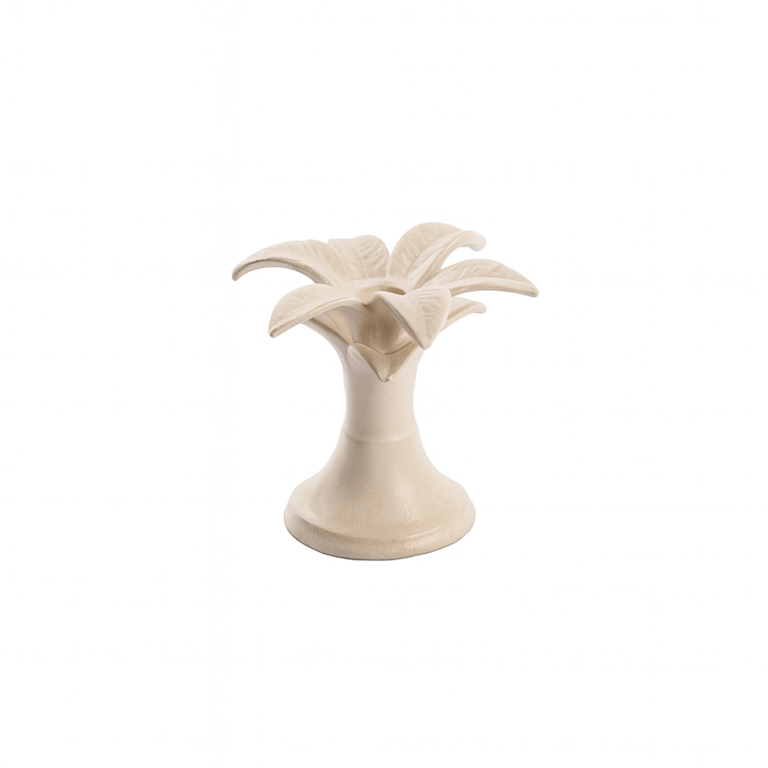 Ceramic Palm Candle Holder | Cream
