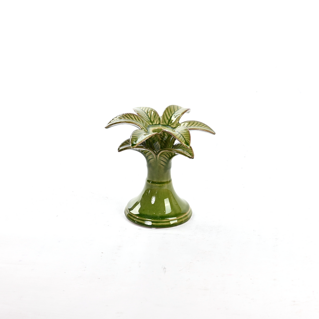 Ceramic Palm Candle Holder | Green
