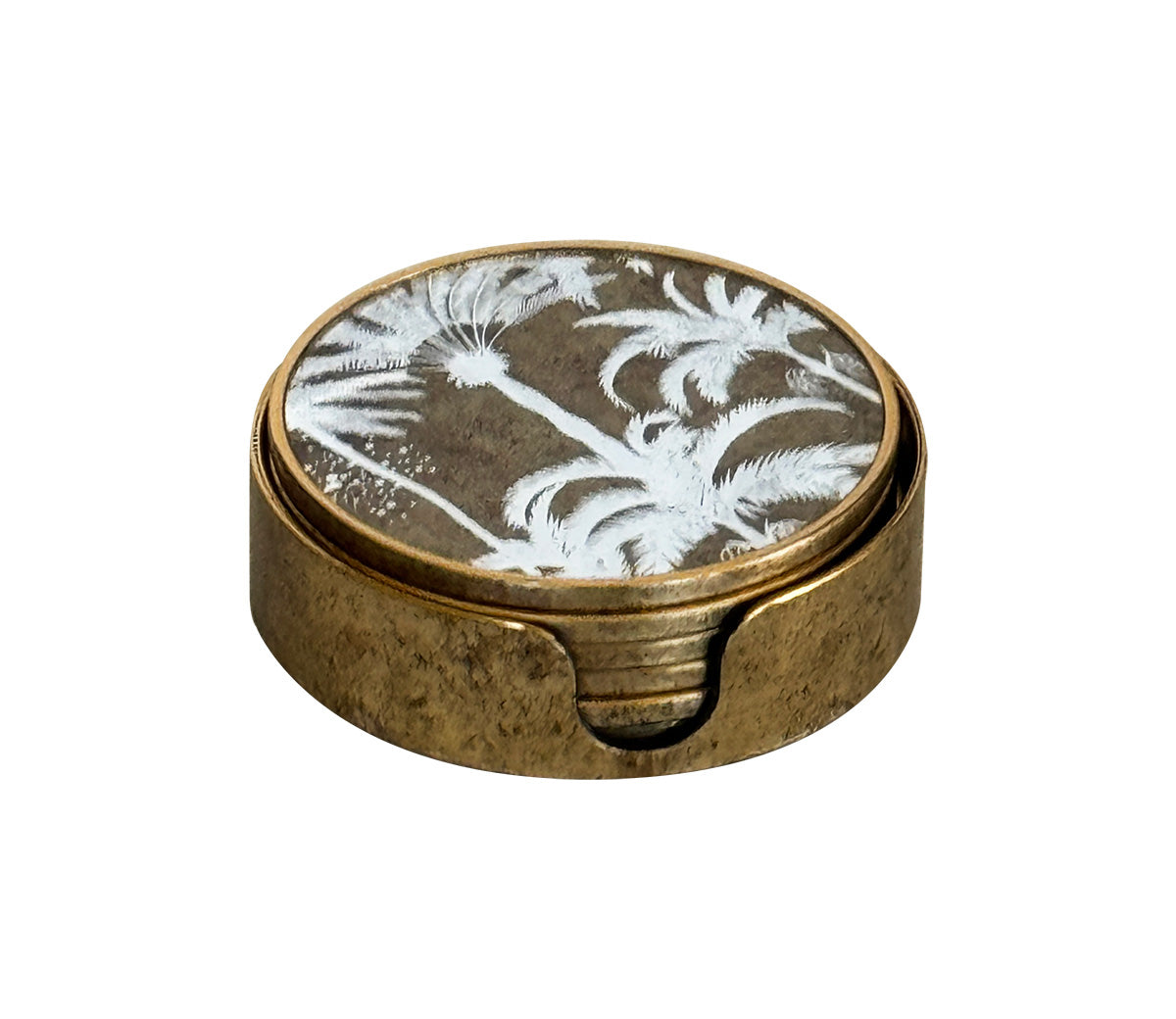 Round  White Palm Coasters | Set Of 6