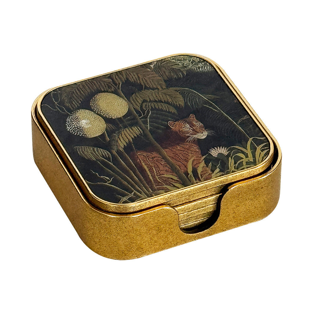 Square Jungle Cat Coaster  | Set Of 6