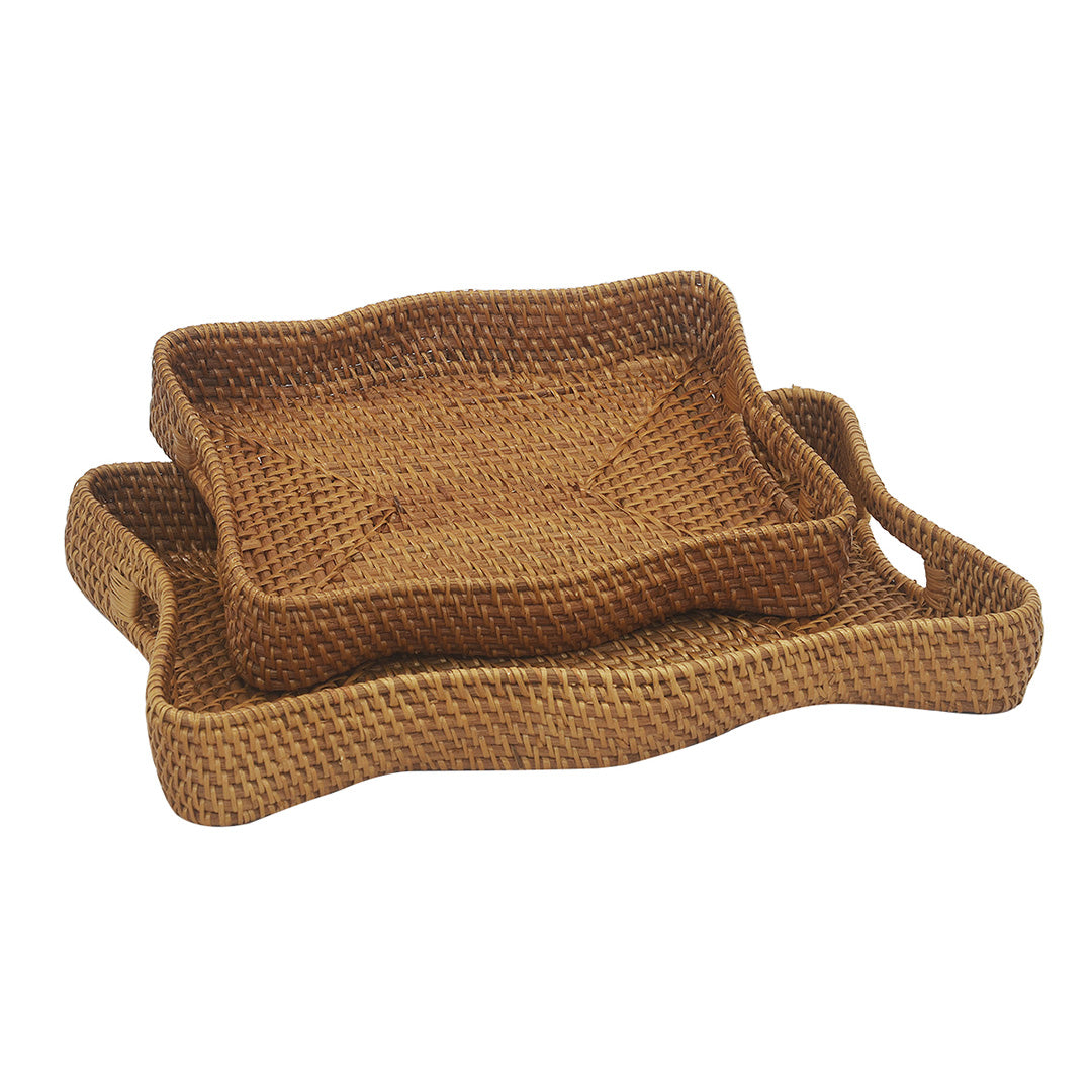 Scalloped Rattan Tray | Natural