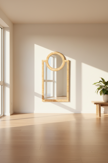 Modern Arch Rattan Accent Mirror