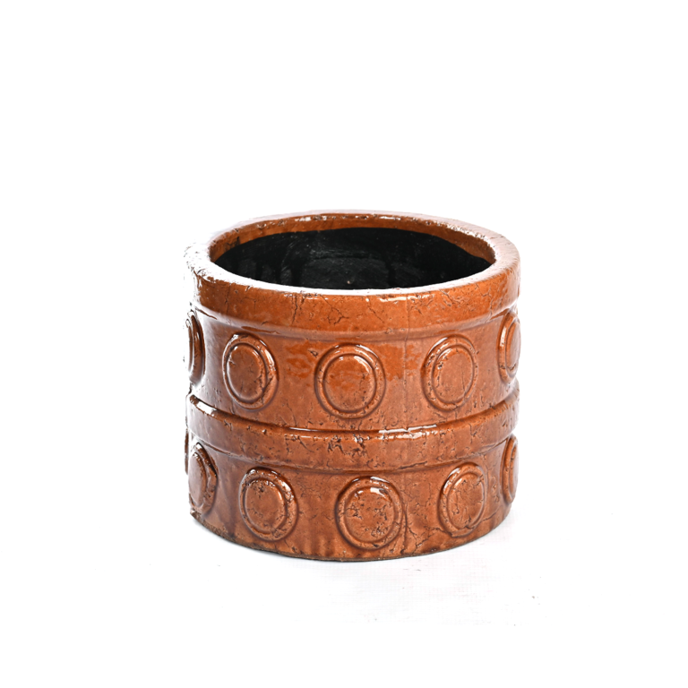 Planter with Circles  | Brown