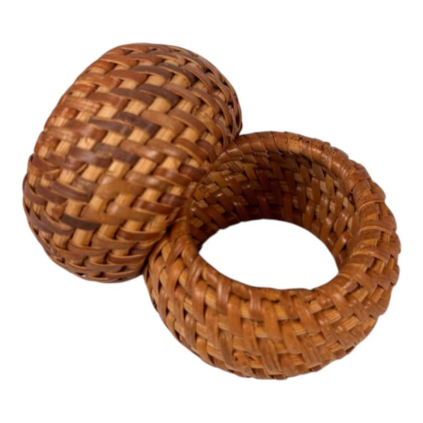 Rattan Drum Napkin Rings  Set of 6 | Natural