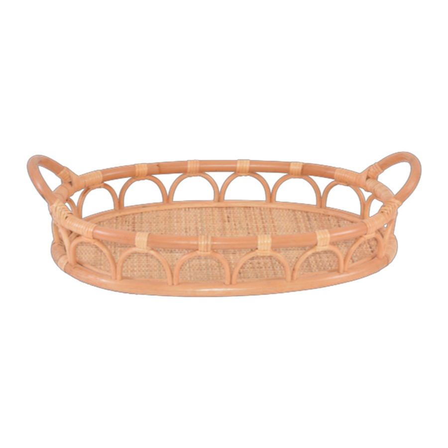 Oval Rattan Tray with Handles | Natural