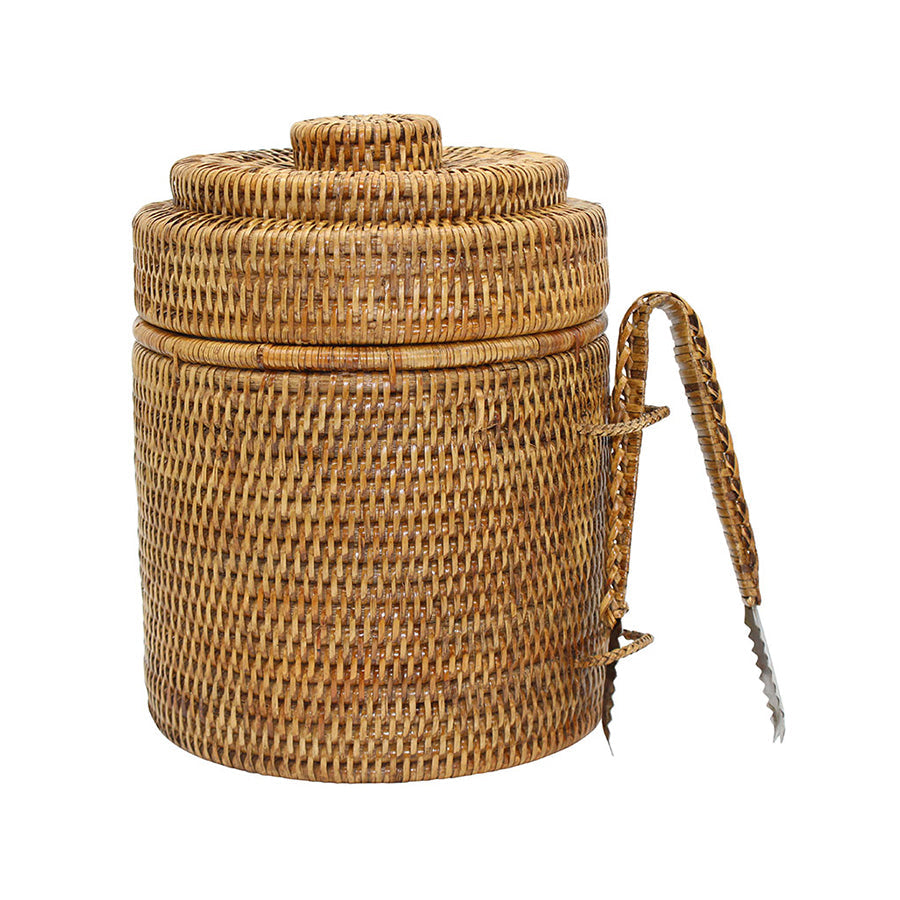 Rattan Ice Bucket with Tongs | Natural