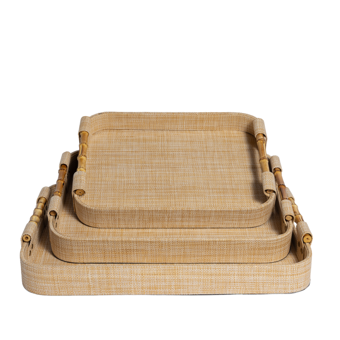 RECTANGLE  RAFFIA TRAY Set of 3