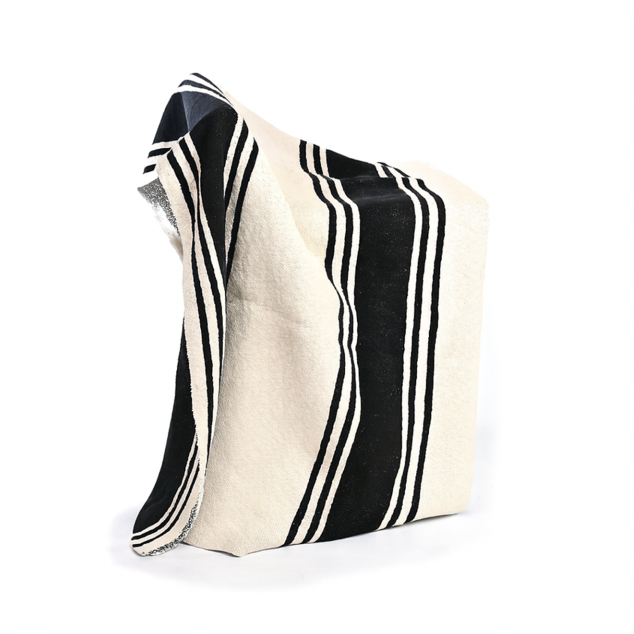 Stripe Cotton Throw | Natural &amp; Black