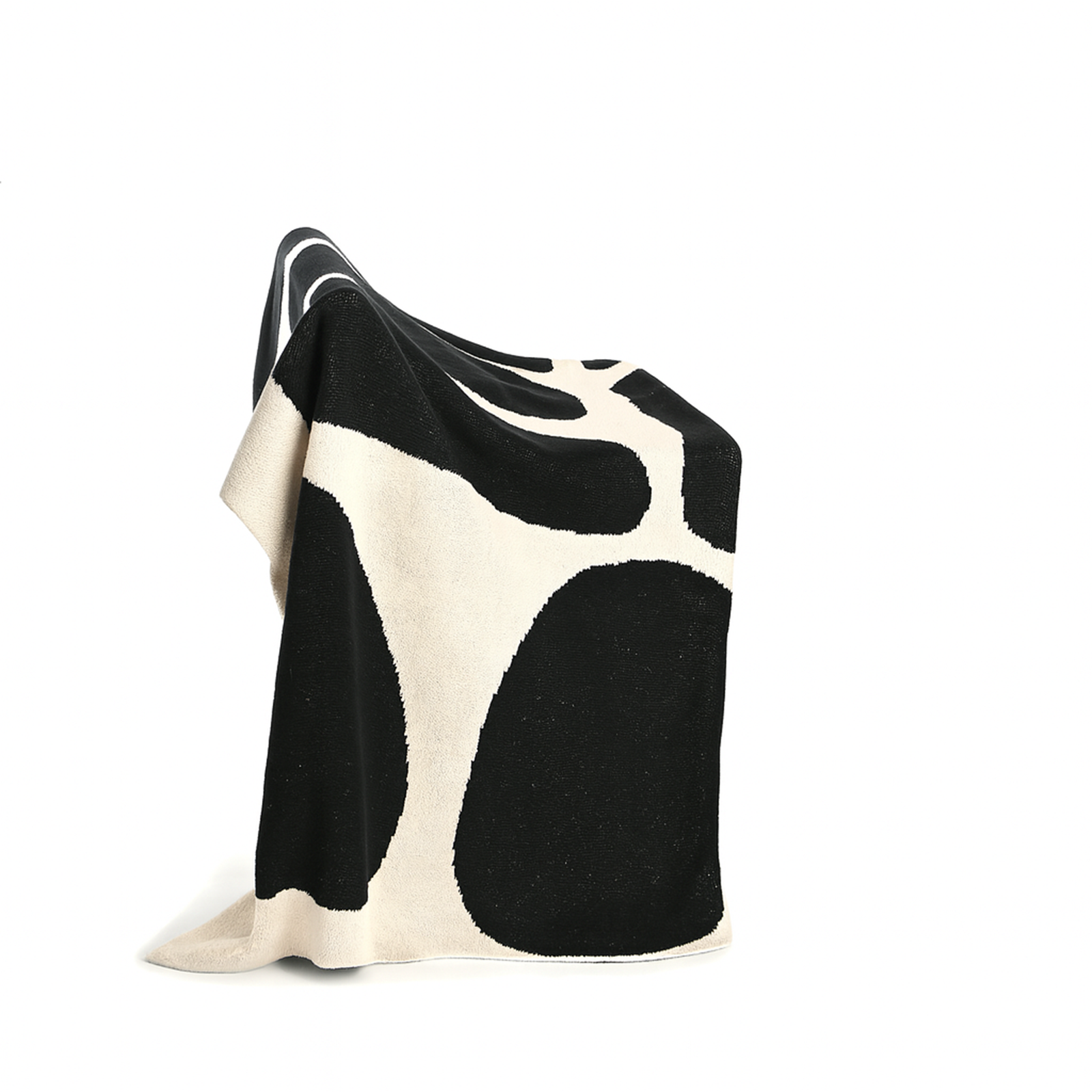 Circle Pattern Cotton Throw | Natural &amp; Black