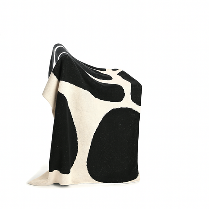 Circle Pattern Cotton Throw | Natural &amp; Black