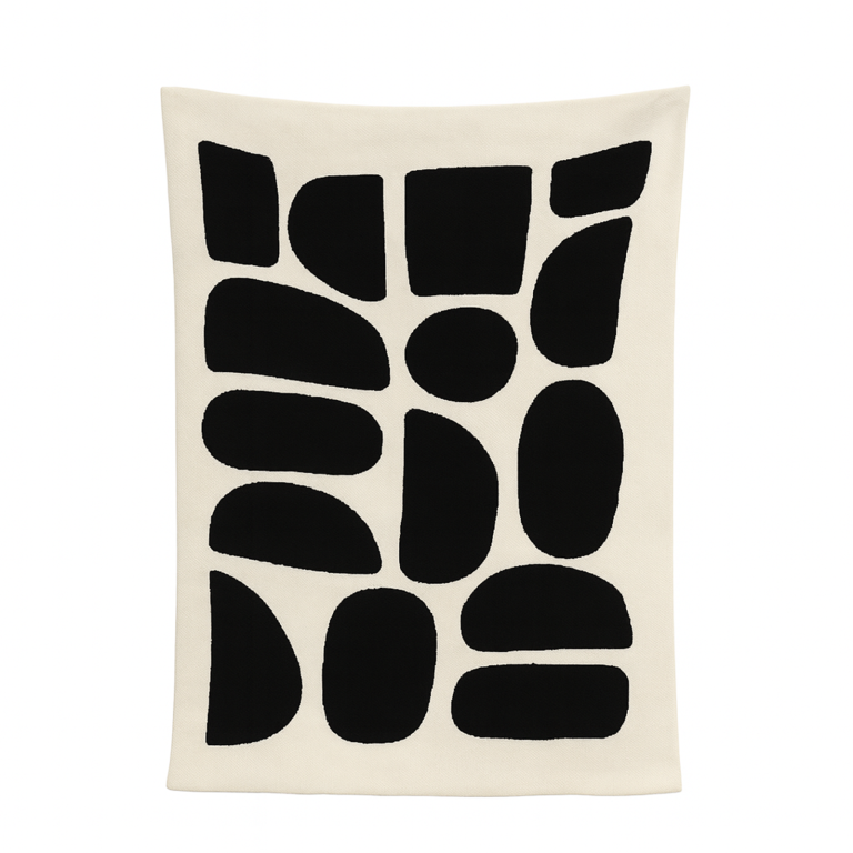 Circle Pattern Cotton Throw | Natural &amp; Black