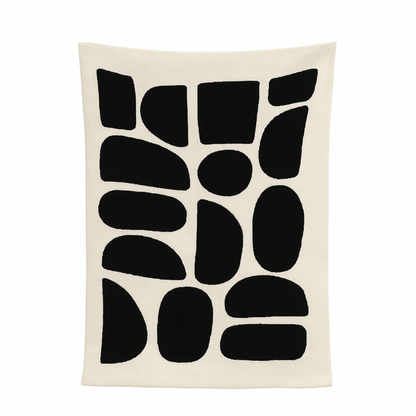 Circle Pattern Cotton Throw | Natural &amp; Black