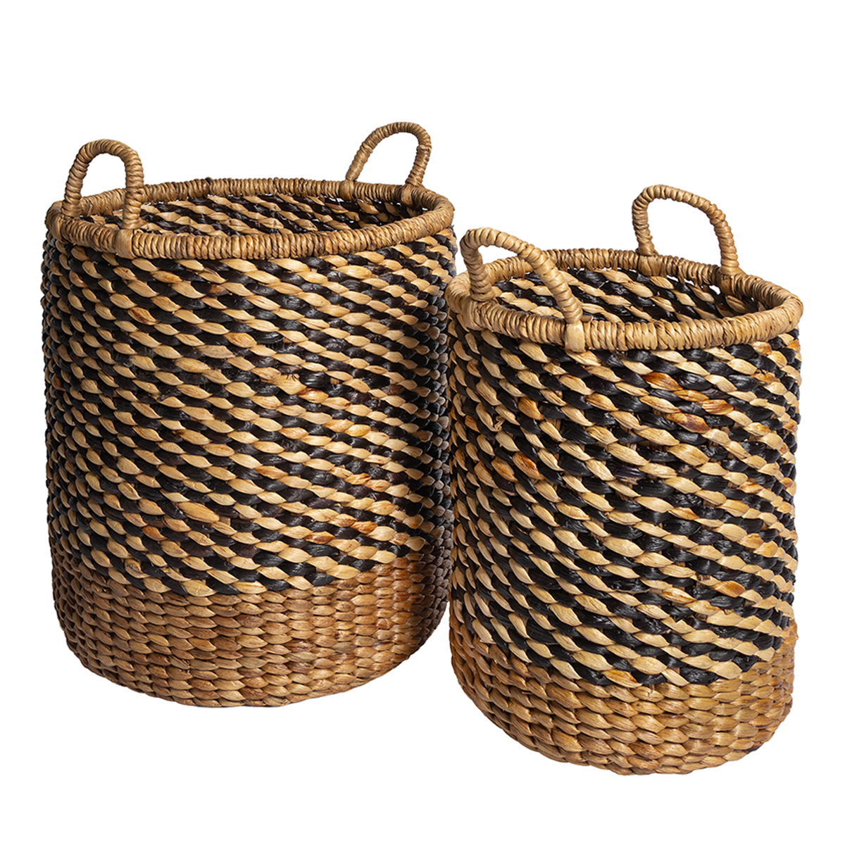 Waterhyacinth Baskets  Set of 2 |  Natural &amp; Black