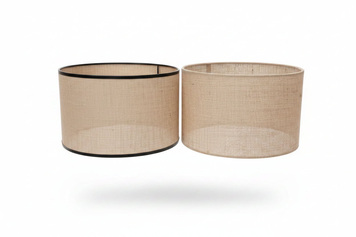 Hessian Lampshade With Black Trim