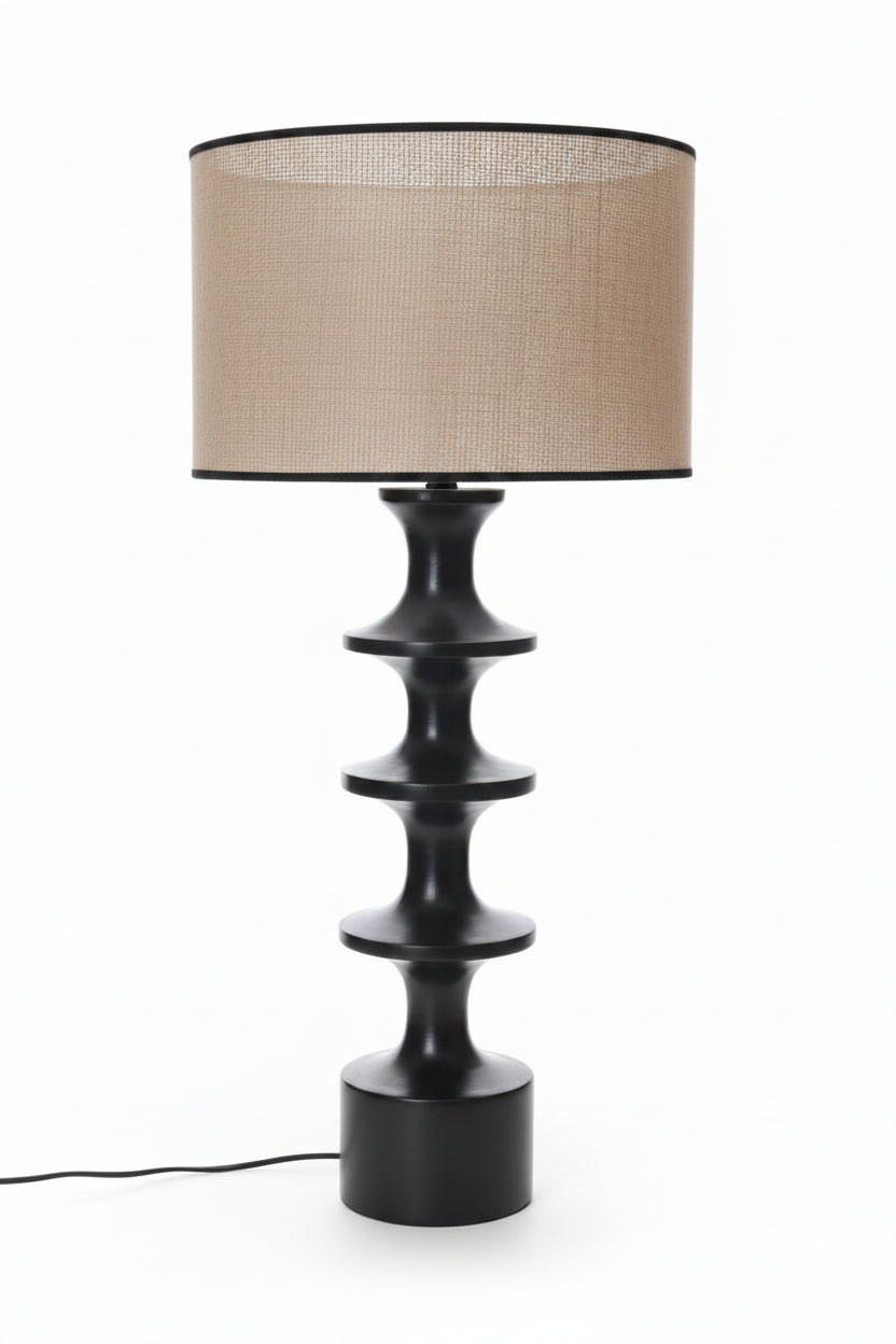 Hessian Lampshade With Black Trim
