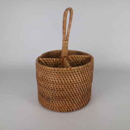 Round Rattan Cutlery Holder  | Natural