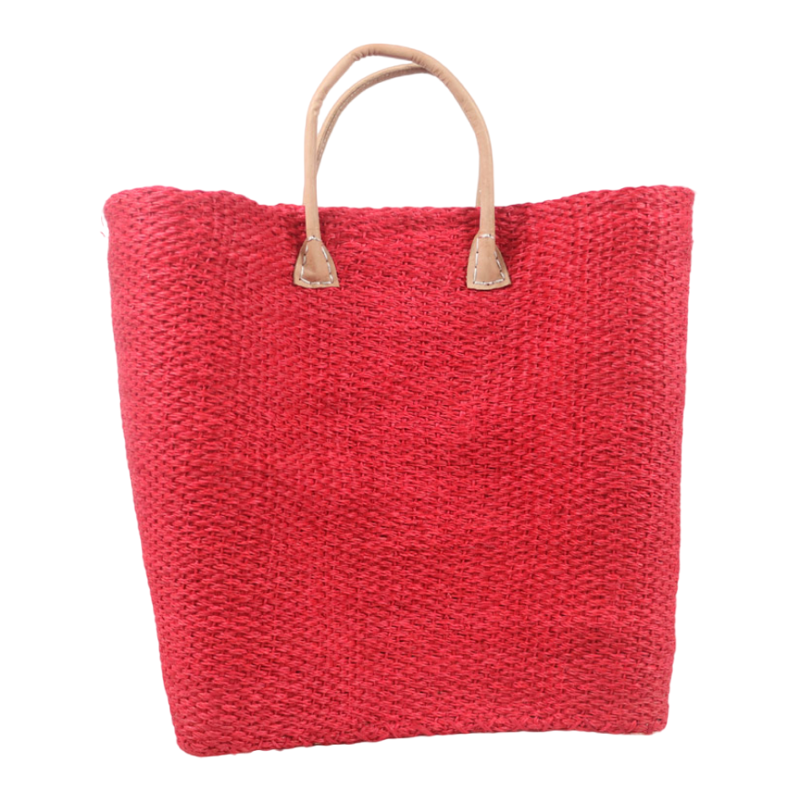 Sisal Bag With Leather Handles