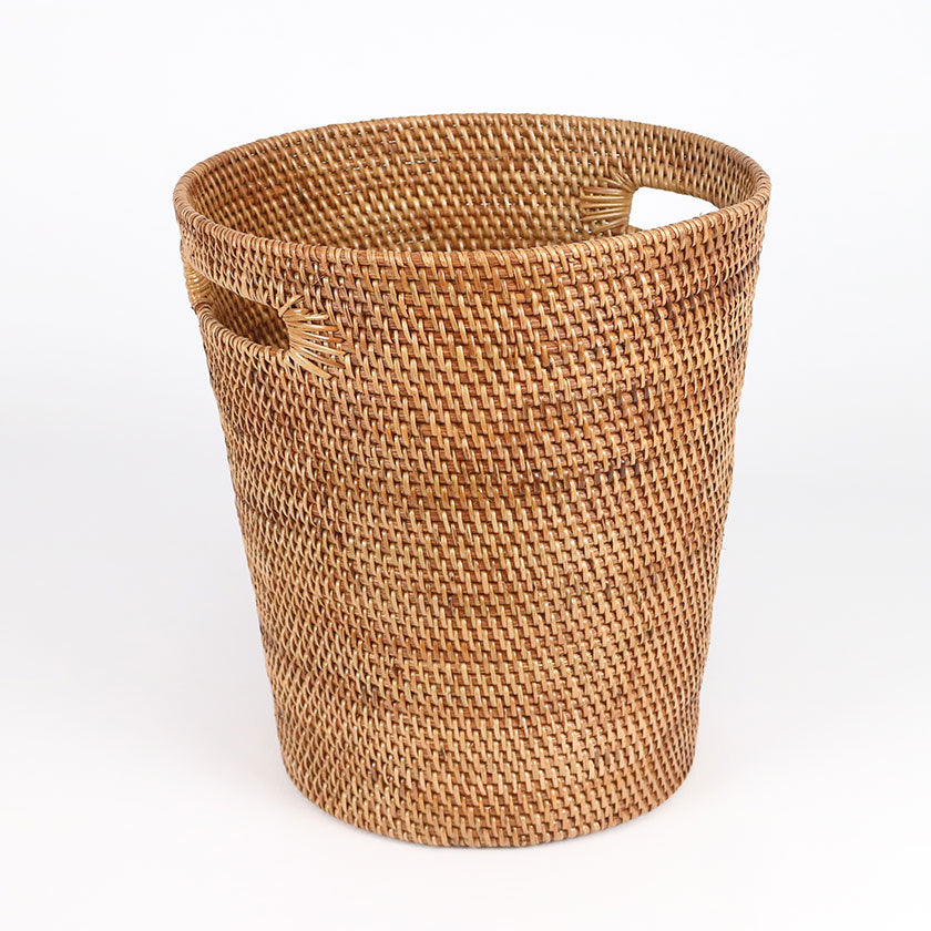 Rattan Wastepaper Basket With Handle  | Natural