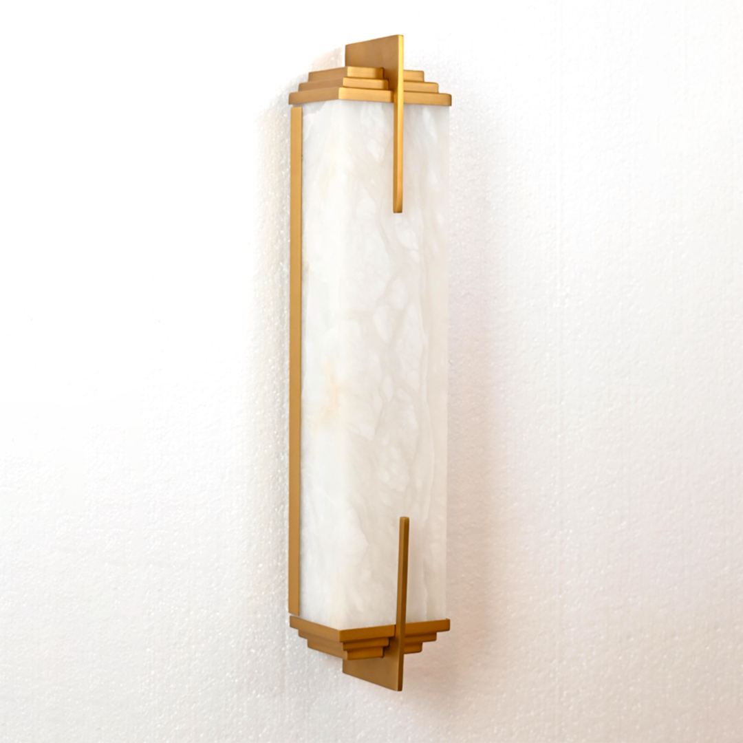 Willow Wall Light | Alabaster &amp; Brass Finish