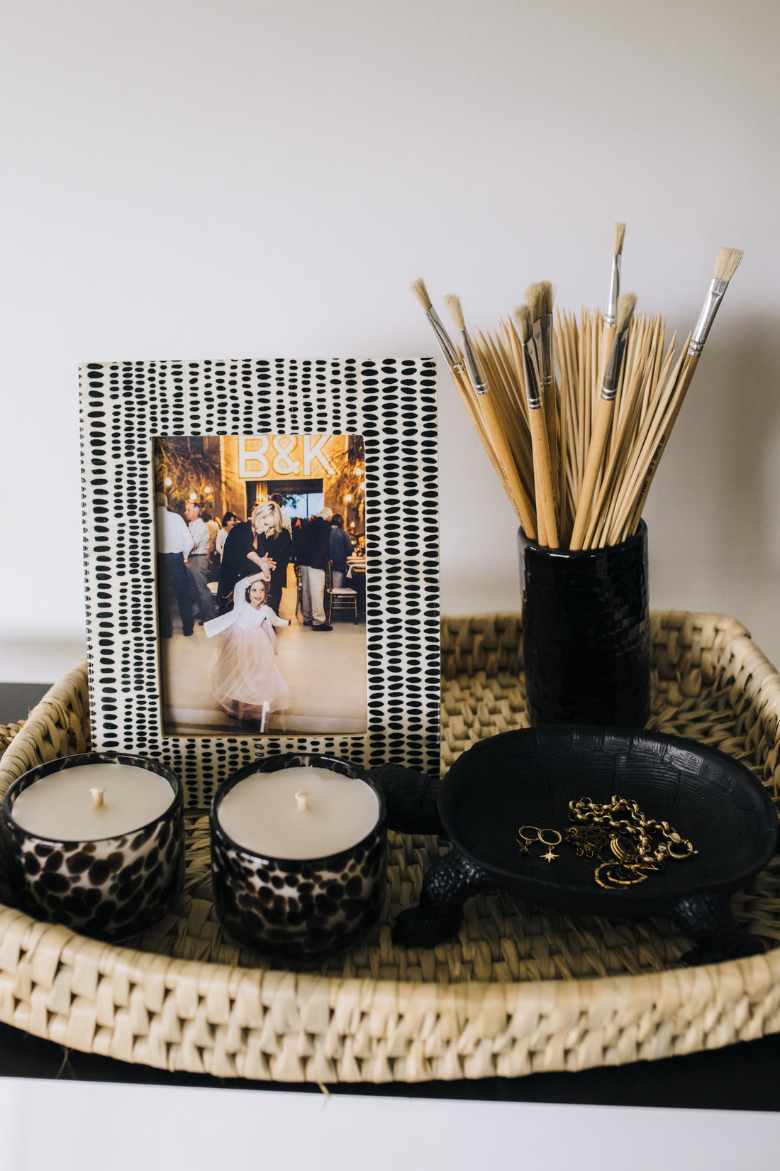 Black Bone Spotted and Cream Photo Frame