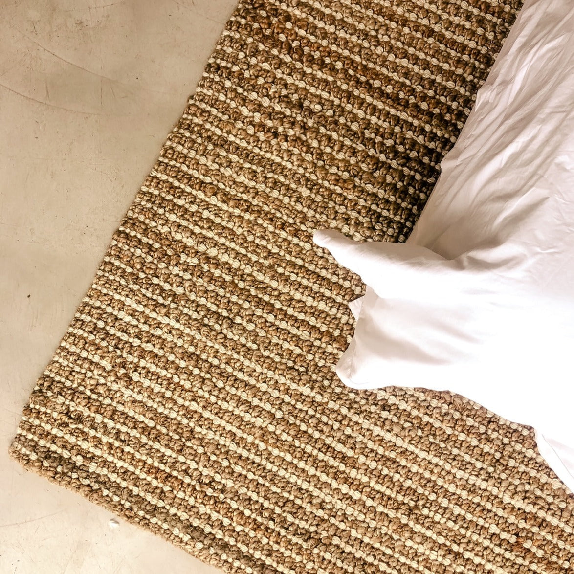 Jute Natural Rug With Cream Cotton Loops