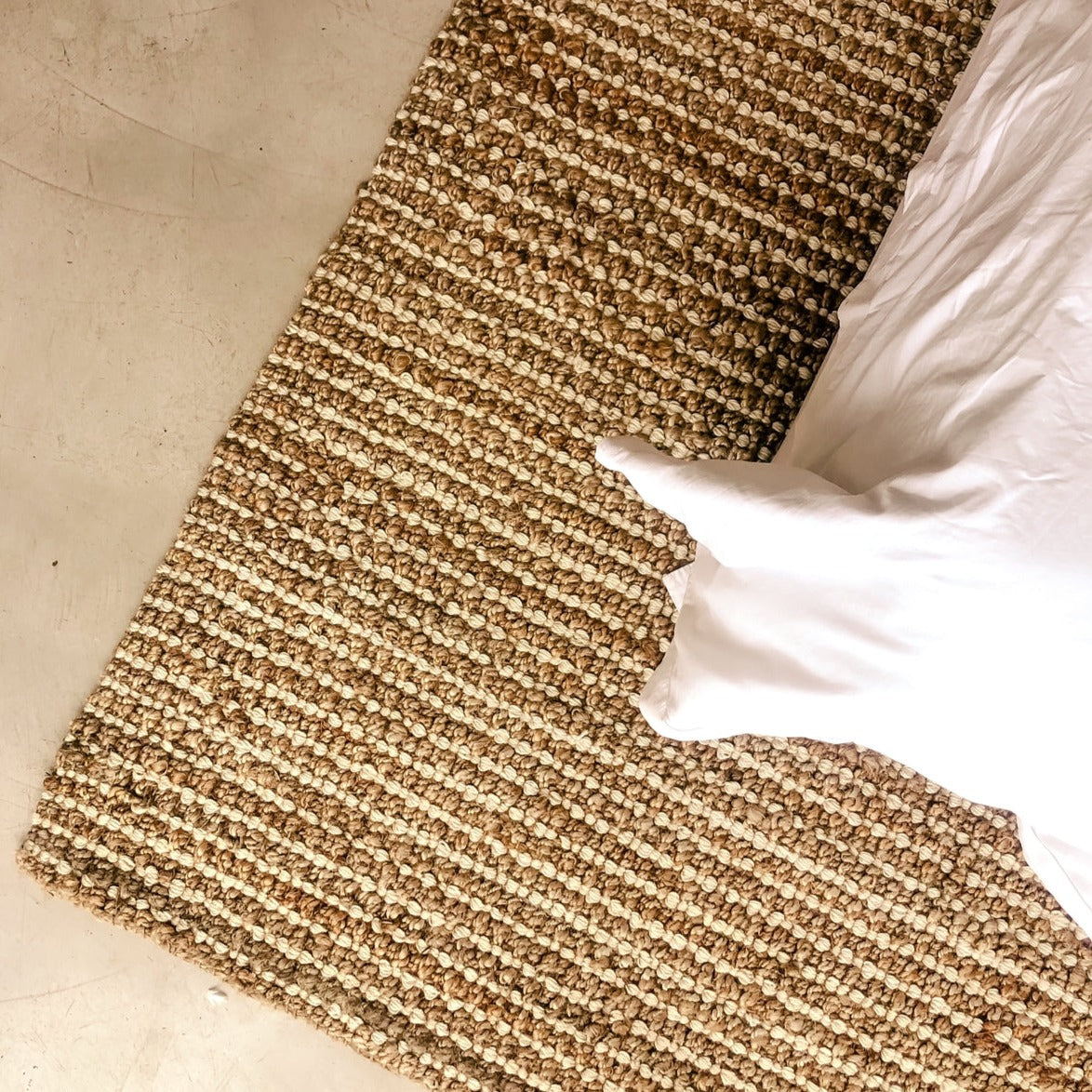 Jute Natural Rug With Cream Cotton Loops – Homestead Decor