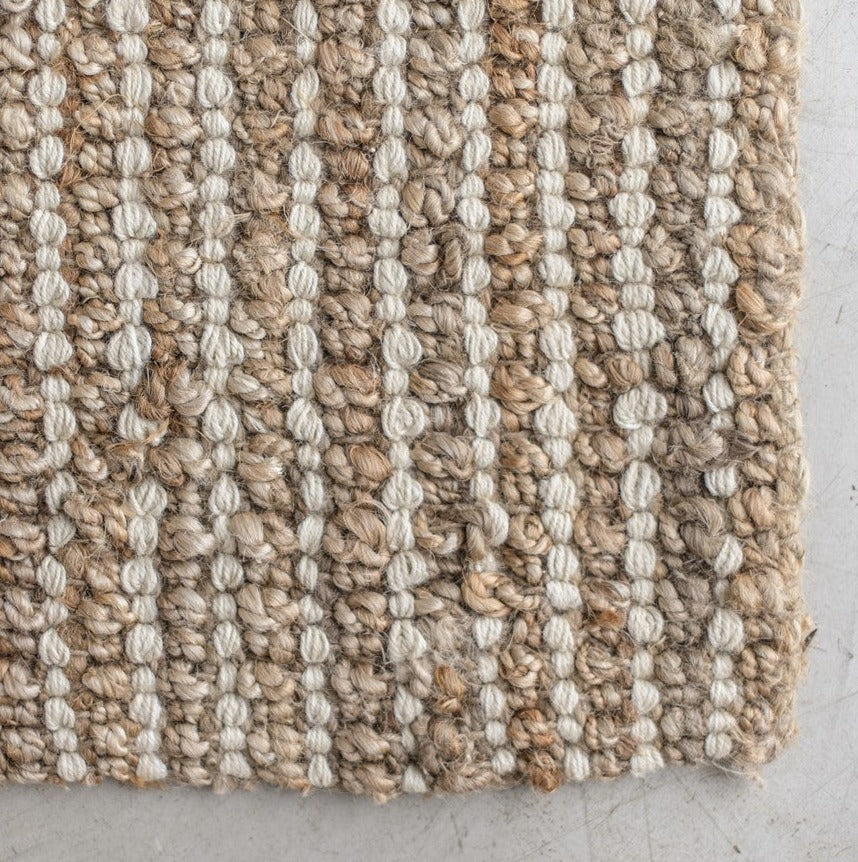 Jute Natural Rug With Cream Cotton Loops